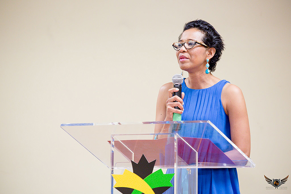 Dorothy Vernon-Brown presenting at GTA's Got Talent Show in July 2014 // Supplied Photo